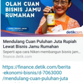 Cuan dari jamu? Bisa dong 😊Potensi bisnis jamu masih sangat besar. Berbagai cara yang kekinian digunakan untuk menyebarkan kebaikan jamu dari generasi ke generasi. 
. 
Jamu untuk Indonesia. 

#jamuindonesia #detik #detikfinance #digital